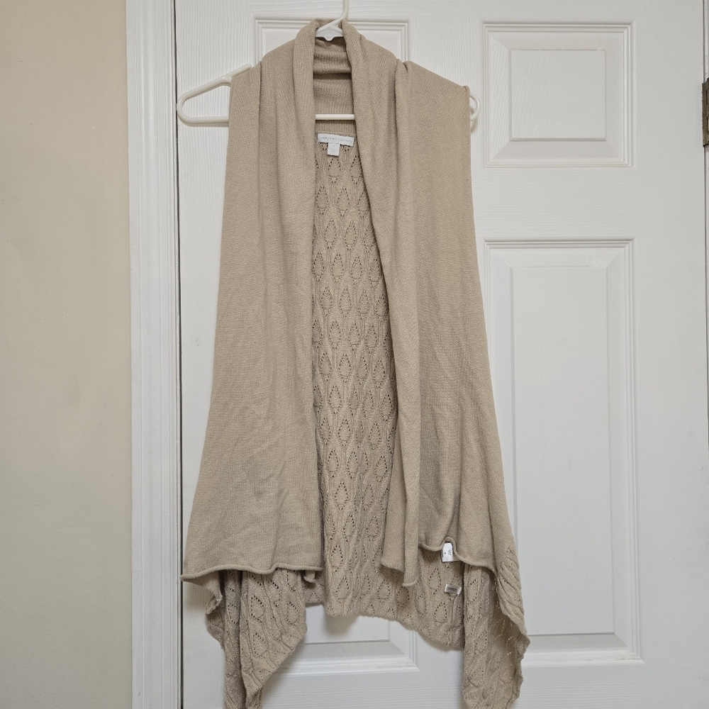 New York And Company Womens Tan Sleeveless Open Front Cardigan Size Medium